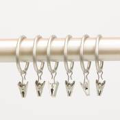 Linghhang - Set de 7 anneaux pour clips de rideaux 2,5 cm, argent, crochets pour clips de rideaux, attaches pour anneaux de rideaux, clips pour