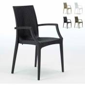 Lot de 20 chaises de jardin accoudoirs fauteuils bar café restaurant polyrotin Bistrot Arm Grand Soleil Couleur: Noir