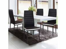 Lot de 4 chaises romane noires bandeau blanc pour salle à manger