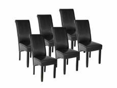 Lot de 6 chaises pieds noir siège de salon cuisine salle à manger design carré élégant noir helloshop26 08_0000084