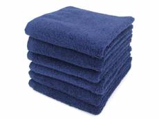 Lot de 6 serviettes de toilette 50x90 cm alpha bleu marine
