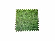 Lot de 9 dalles de protection de sol en mousse 50 x 50 cm imitation herbe épaisseur 8 mm pour piscine - gré