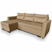 MENZZO Canapé d'angle convertible Copernic Tissu Taupe