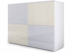 Meuble blanc mat et façades blanc et crème laquées h 72 x l 92 x p 35