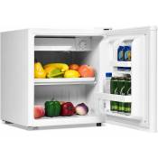 Mini Refrigerateur 46 l, Frigo avec Temperature Reglable 0-7℃, 2 Etageres, Porte Gauche/Droite Interchangeable et Hauteur de Pieds Reglable, Portable