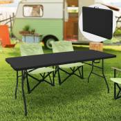 Ml-design - Table de Camping Pliante Noir, 180 x 74 x 74 cm, en Plastique hdpe , 6 Personnes, Intérieur/Extérieur, avec Poignée de Transport, Table