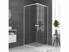 Paroi porte de douche carrée blanc extensible 77 à 90cm de largeur - verre transparent - whity