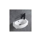 Petit lave-mains en céramique sanitaire KW198 - 42 x 28 x 15 cm - blanc brillant Sans bonde Pop Up - Bernstein