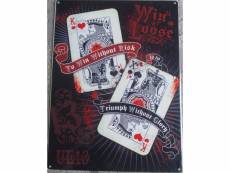 "plaque jeux de carte crane tete de mort poker 70x50cm