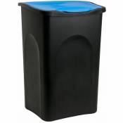 Poubelle 50 litres - Avec couvercle - Collecteur de déchets - 3 couleurs Noir/Bleu