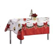 Promo Linge - Nappe de Noël motifs Père Noël ou Cloche - Anti tâches - Ronde ou Rectangle - 150x350cm - Cloche.
