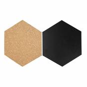 SECURIT Hexagon Cork & chalkboards-Set of 7 pcs (4X Chalkboard + 3X Cork) Sac à Chaussettes, 23 cm, Noir (Black)