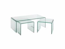 Set de 3 tables gigognes mainty en verre transparent