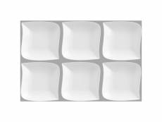 Set de 6 assiettes creuses carrée design vague - 21