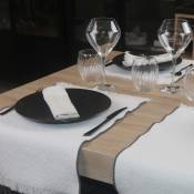 Set de table à franges effilochées - Blanc - 35 x 50 cm