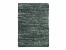 Skin - tapis en cuir tressé bleu gris 120x170