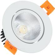 Spot LED Downlight COB Orientable Rond 7W Blanc Coupe