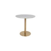 Table à manger ronde 90x75 cm aspect marbre blanc et laiton - derval