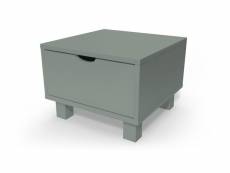 Table de chevet bois cube + tiroir gris CHEVCUB-G