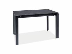 Table extensible en verre effet marbre - noir - pieds en métal noir - 8 couverts - l 120 cm x l 80 cm x h 76 cm