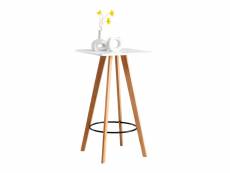 Table haute de bar mijas en bois avec plateau carré et repose-pieds en métal , blanc /nature (carré)