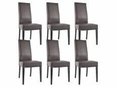 Torino - lot de 6 chaises simili marron et pieds wengé