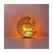 Veilleuse, Fait a La Main 3D En Bois Lune Etoile Led Decor, Decorations De Lampe Ramadan Mubarak, Cadeau De Ramadan, Decor De Table Murale Islamique a