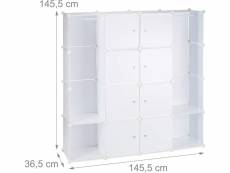 Armoire de rangement en plastique meuble penderie étagère avec portes et tringle 145 cm blanc helloshop26 13_0001961_2