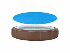 Bâche solaire de piscine ronde diamètre 488 cm couverture à bulles film isolation thermique épaisseur 115 µm polyéthylène bleu [en.casa]
