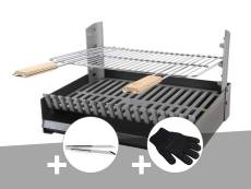 Barbecue charbon - Grilloir à poser Somagic + Pince en inox + Gant de protection