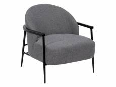 Capia - fauteuil confort tissu gris et métal noir