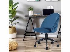 Chaises de bureau ergonomique chaise pivotant 360° réglable en hauteur, siège et dossier en velours, bleu