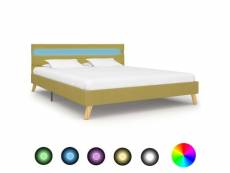 Contemporain lits et accessoires ligne asuncion cadre de lit avec led vert tissu 120 x 200 cm