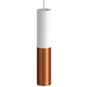 Creative Cables - Tub-E14, tube en métal double pour spot et double bague E14 Blanc mat - Cuivre satiné - Blanc mat - Cuivre satiné