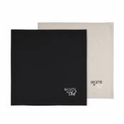 Duo de serviettes de tables bicolores - Noir/Lin - 40 x 40cm