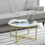 [en.casa] - Table basse ronde Uppvidinge pour salon 45 x 80 cm marbre blanc / doré