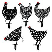 Ensoleille - Lot de 5 poules réalistes - Décoration de jardin - Décoration en forme de poulet - Silhouette de cour Pour pelouse, chemin, trottoir,