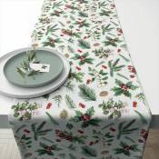 Esprit De Noël - Chemin de table en coton Verdure d'hiver 40 x 150 cm