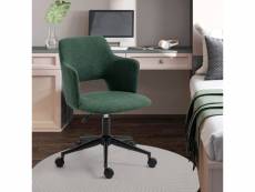 Fauteuil de bureau ergonomique chaise pivotant 360° réglable en hauteur, siège et dossier en tissu, vert