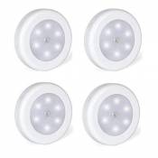 Foonii Lot de 4 Lampe adhésive LED, Eclairage LED Détecteur de Mouvement avec Base Magnétique (Alimenté par batterie)