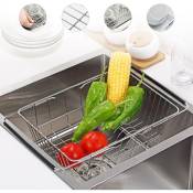 Groofoo - gouttoir à Vaisselle évier Extensible Panier de Vidange de Cuisine Support de Vaisselle Sèche Vaisselle pour ustensiles de cuisine