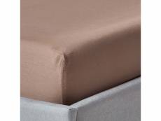Homescapes drap-housse marron 100% coton bio 400 fils 150 x 200 cm BL1329D