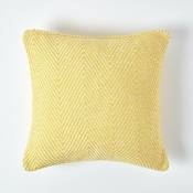 Housse de coussin Halden jaune à motif chevrons en coton, 60 x 60 cm - Jaune - Homescapes
