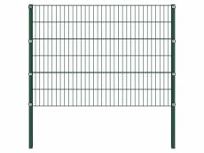 Icaverne - panneaux de clôture ligne panneau de clôture avec poteaux fer 13,6 x 1,2 m vert