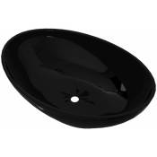 Inlife - Lavabo ovale Céramique 40 x 33 cm Noir