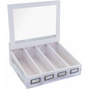 Jamais utilisé] Boîte de rangement HHG 211, boîte à thé boîte à bijoux, Paulownia 17x37x33cm blanc, shabby - white