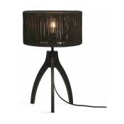 Lampe à poser en bambou noir avec abat-jour noir 30x40