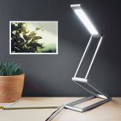 Lampe de bureau led - Luminaire pliable en aluminium sans fil avec micro-USB et crochet amovible - Lumière table de nuit salon - argenté - Rhafayre