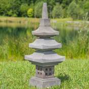 Lanterne japonaise pagode en pierre de lave 90 cm -