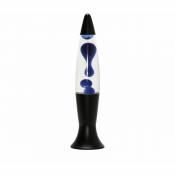 Licht-erlebnisse - Lampe à lave Roxy au design vintage noir avec liquide clair et cire bleue H:40 cm G9 - noir mat, transparent, bleu